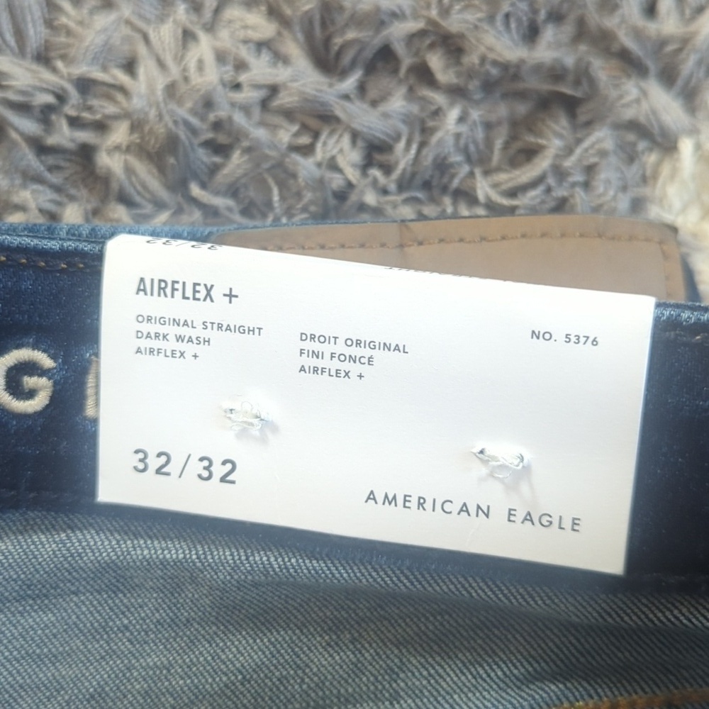 American Eagle Dark Wash Original Straight Airflex + Denim Jean 32/32 - Picture 3 of 8